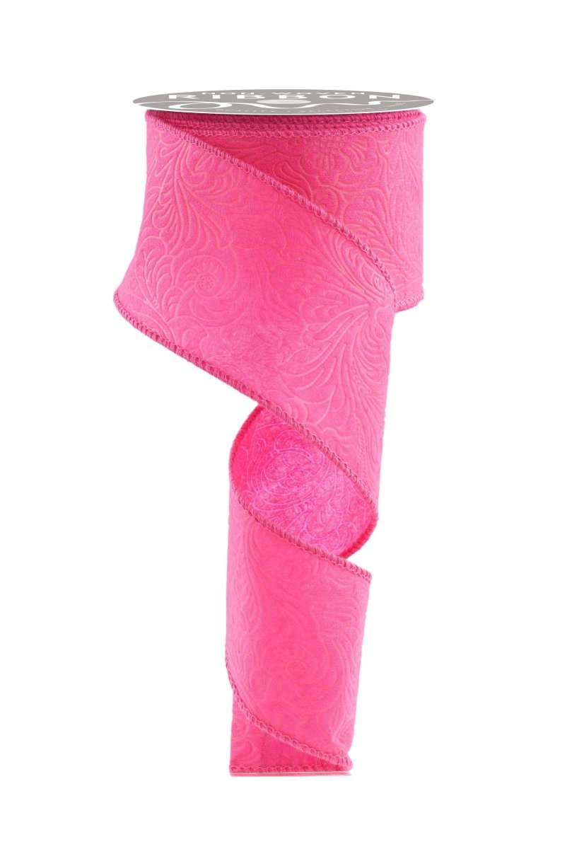 Shop For 2.5in Flower Embossed Ribbon: Hot Pink (10 Yards)