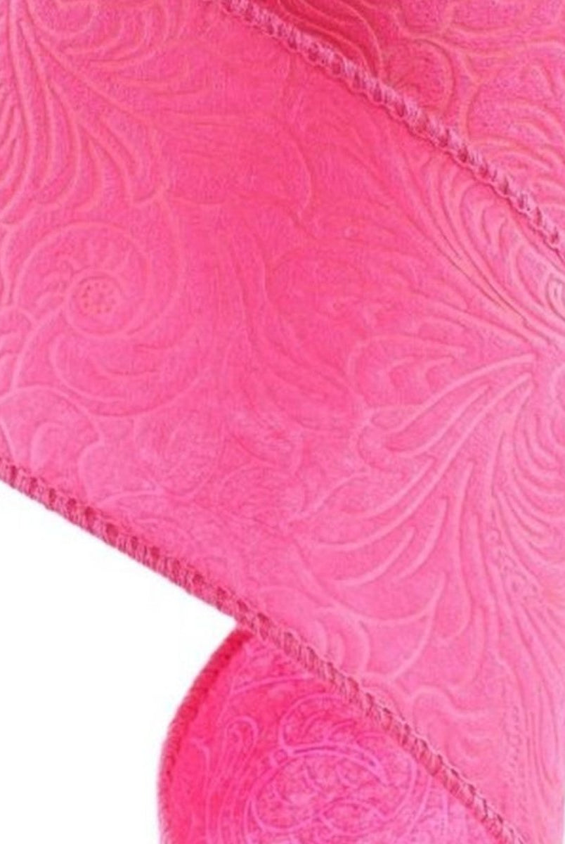 Shop For 2.5in Flower Embossed Ribbon: Hot Pink (10 Yards)