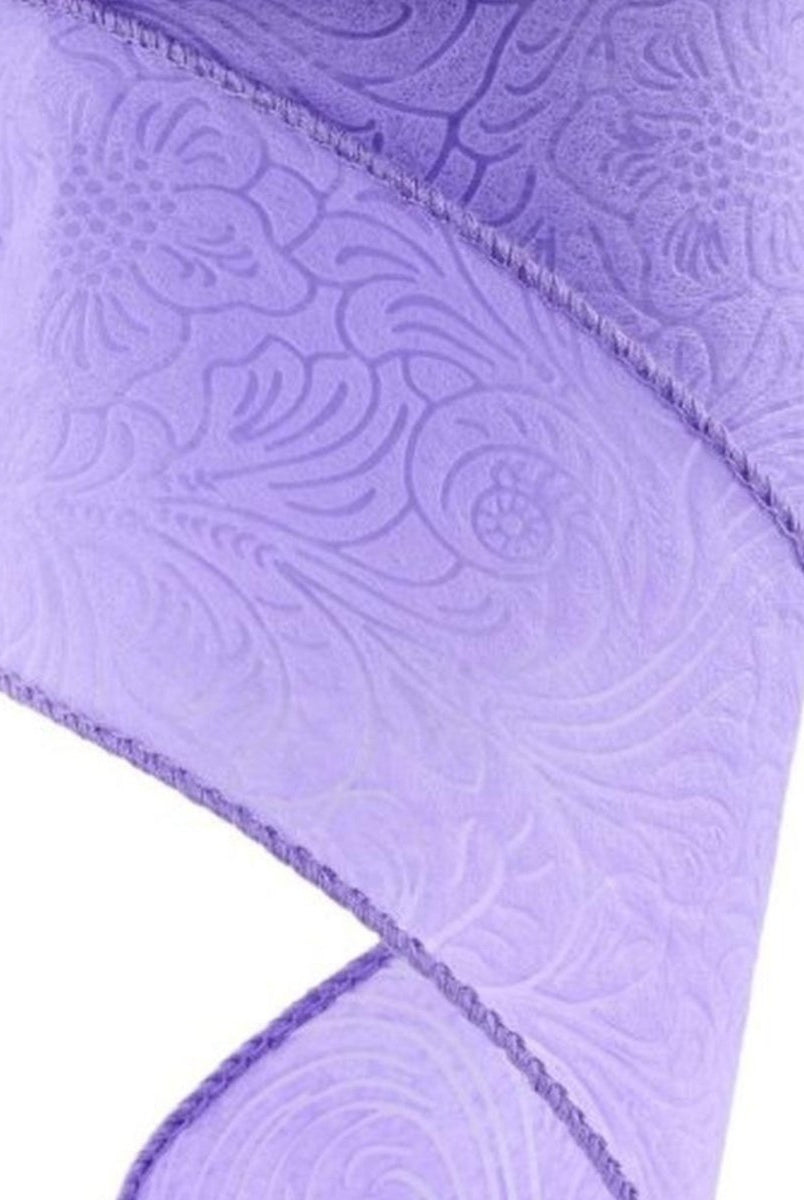 Shop For 2.5in Flower Embossed Ribbon: Lavender (10 Yards)