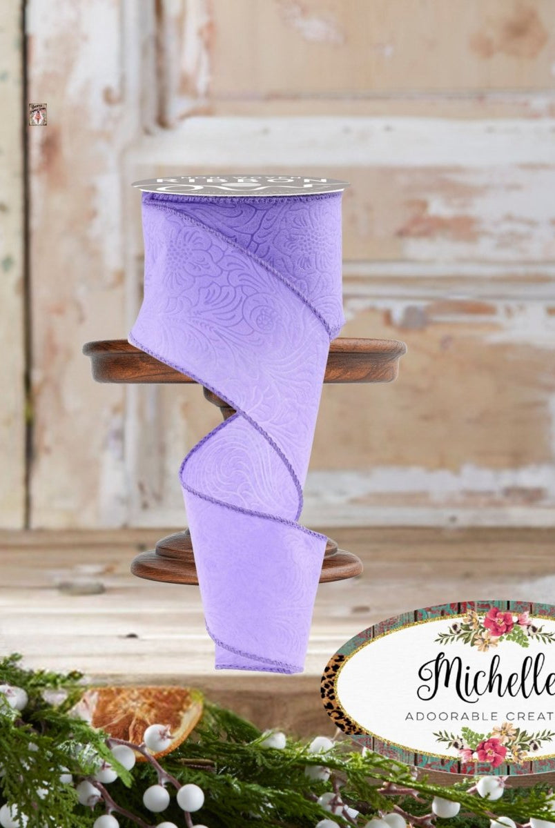 Shop For 2.5in Flower Embossed Ribbon: Lavender (10 Yards)