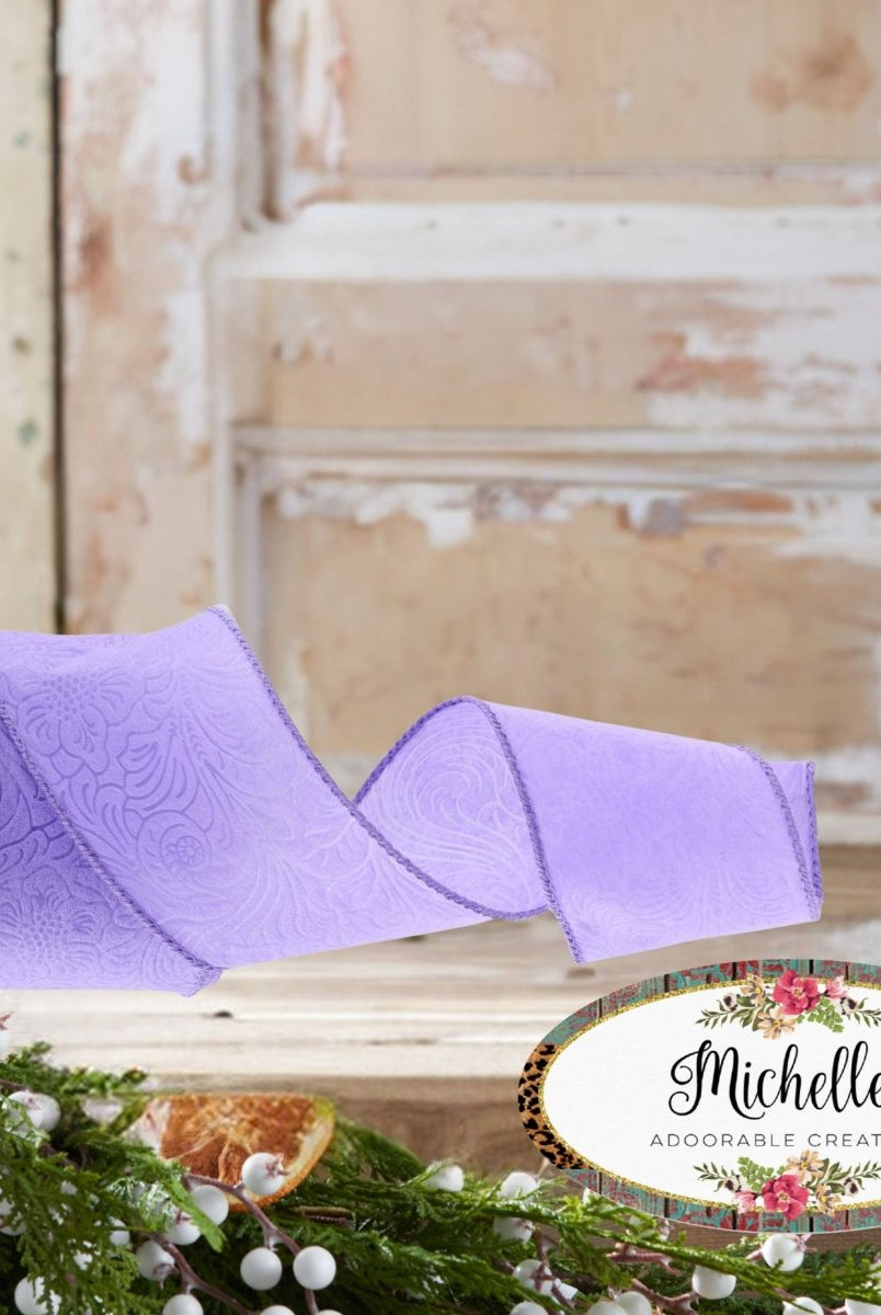 Shop For 2.5in Flower Embossed Ribbon: Lavender (10 Yards)