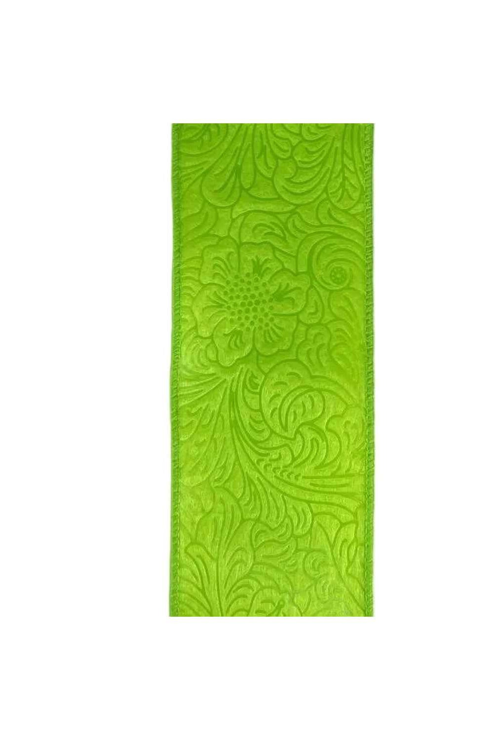 Shop For 2.5in Flower Embossed Ribbon: Lime (10 Yards)