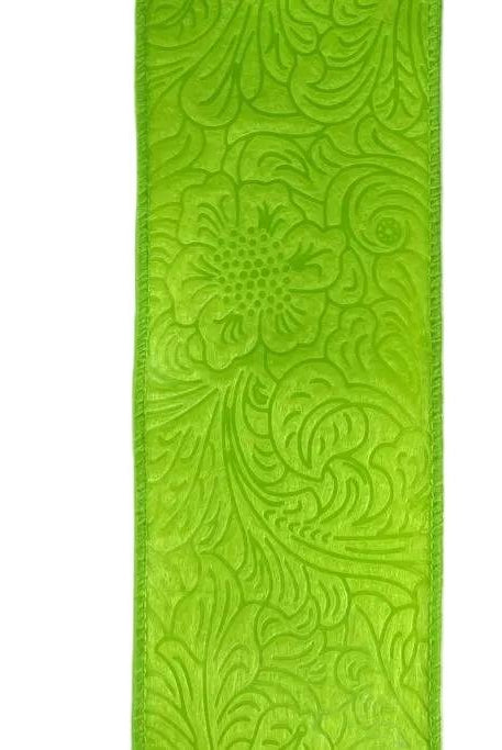 Shop For 2.5in Flower Embossed Ribbon: Lime (10 Yards)