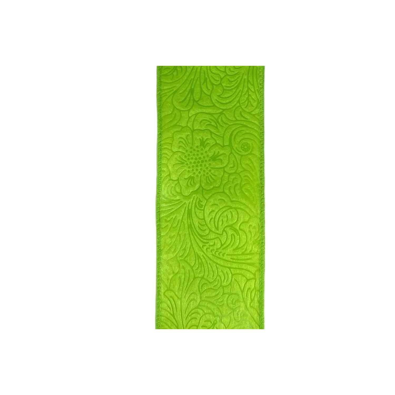Shop For 2.5in Flower Embossed Ribbon: Lime (10 Yards)