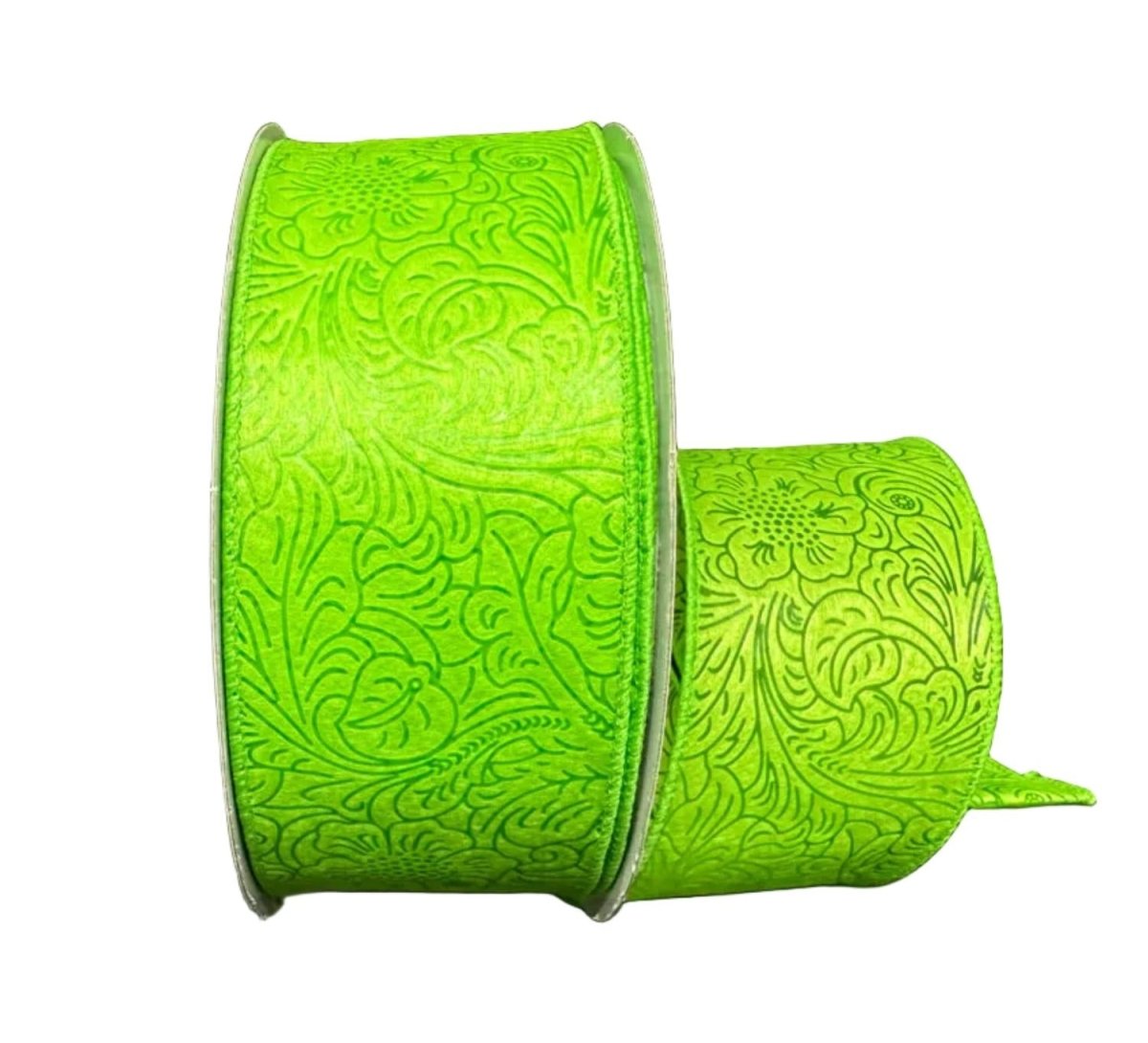 Shop For 2.5in Flower Embossed Ribbon: Lime (10 Yards)