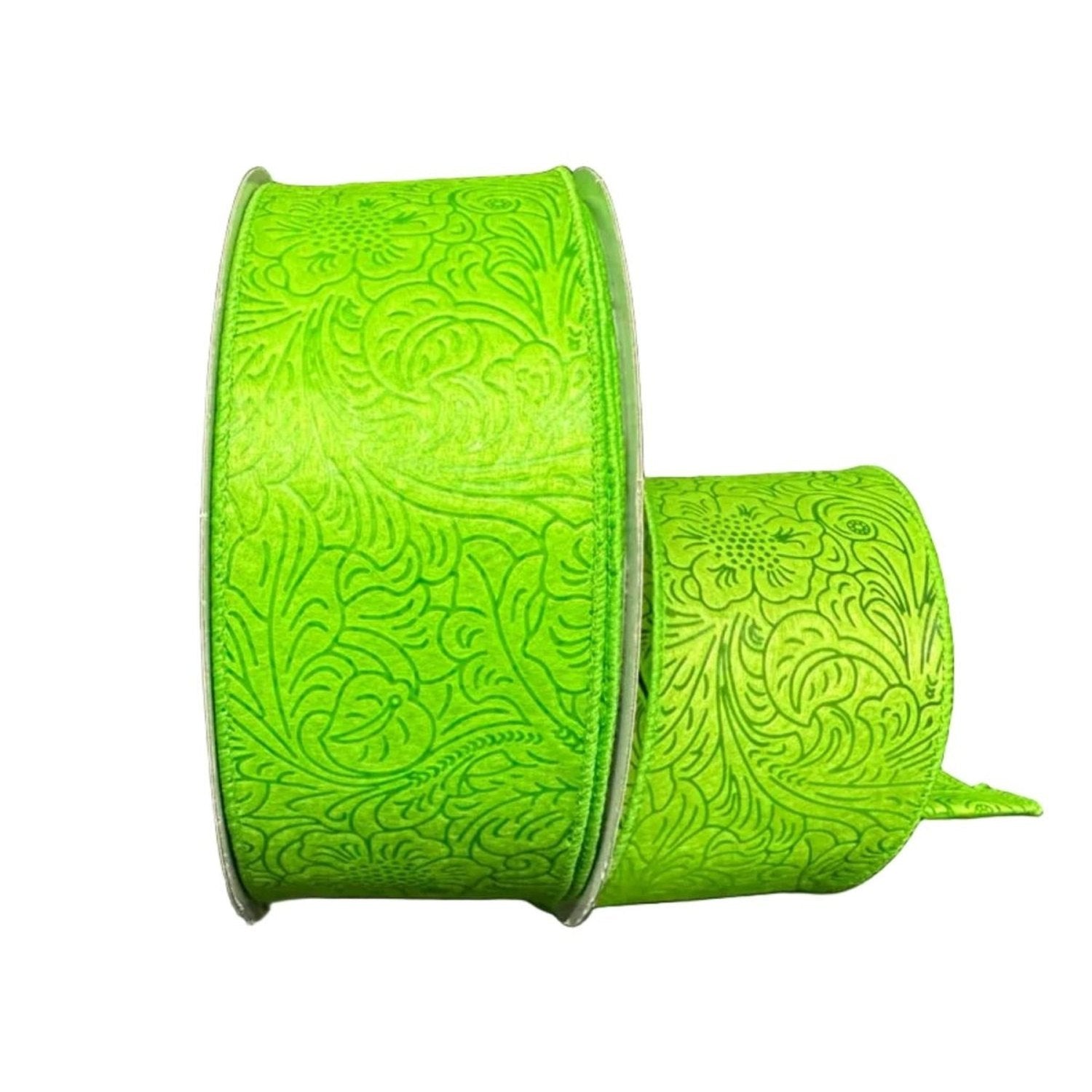 Shop For 2.5in Flower Embossed Ribbon: Lime (10 Yards)