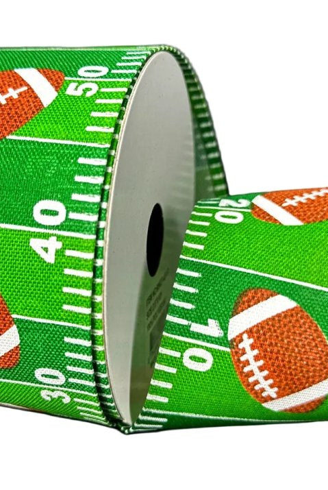 Shop For 2.5in Football Field Big Football Ribbon: Green (10 Yards)