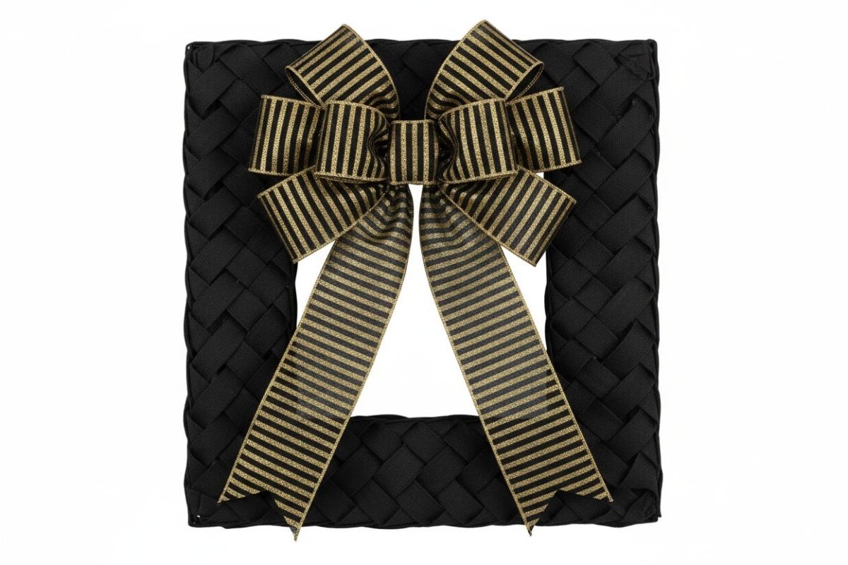 Shop For 2.5in Glitter Stripe Canvas Ribbon: Black & Gold (10 Yards)