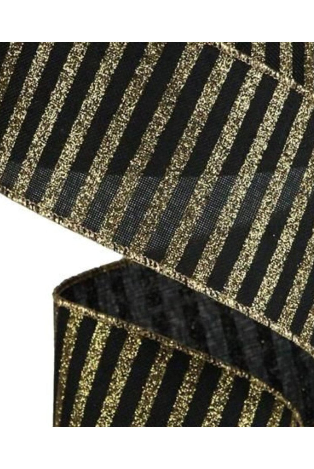 Shop For 2.5in Glitter Stripe Canvas Ribbon: Black & Gold (10 Yards)