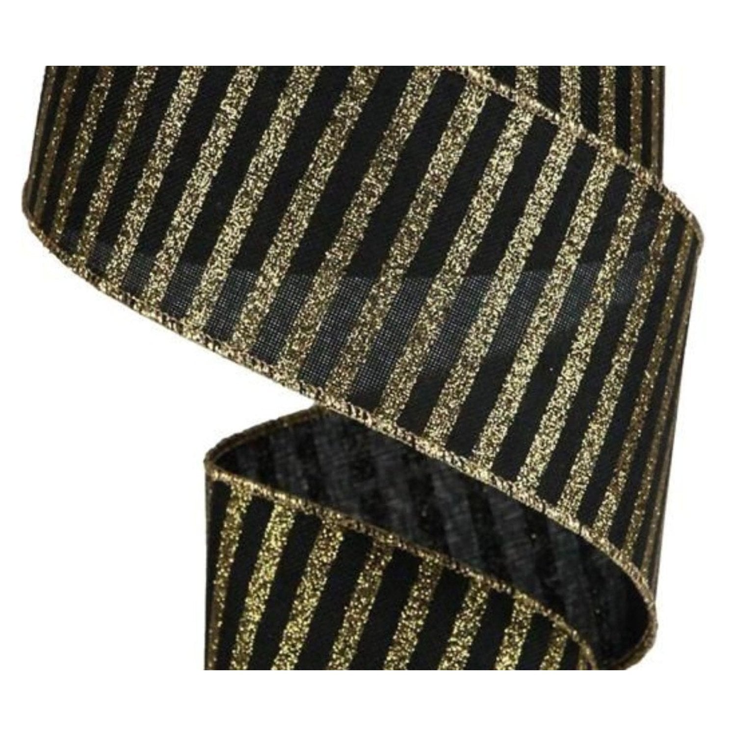 Shop For 2.5in Glitter Stripe Canvas Ribbon: Black & Gold (10 Yards)