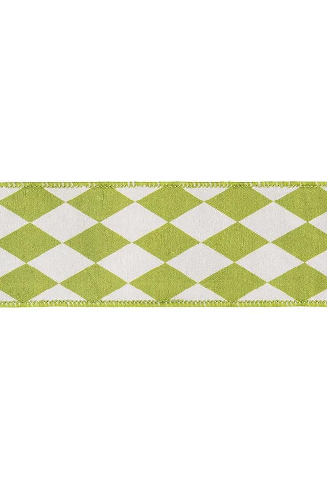 Shop For 2.5in Green Diamonds on Cream Ribbon (10 Yards)