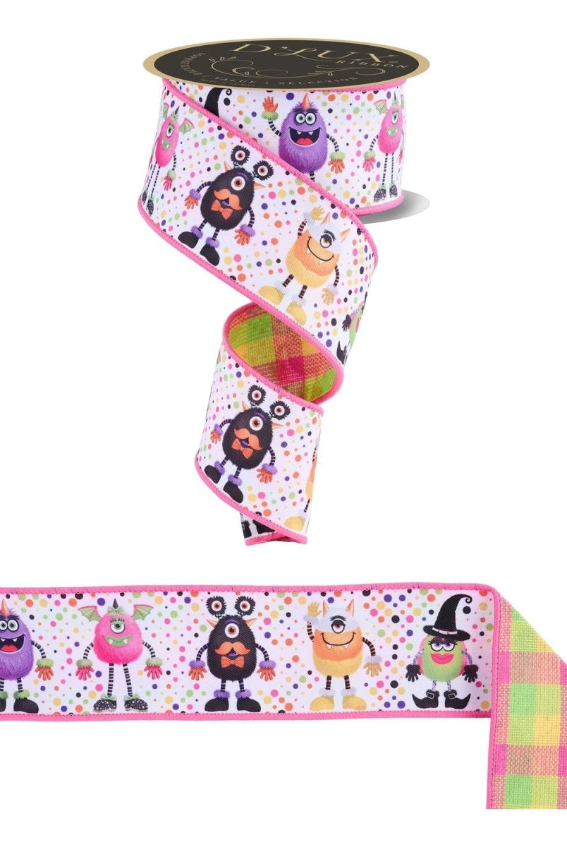 Shop For 2.5in Halloween Monster Ribbon: White (10 Yards)