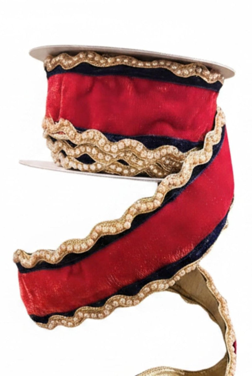 Shop For 2.5in JME Velvet Beaded Edge Ribbon: Red (10 Yards)