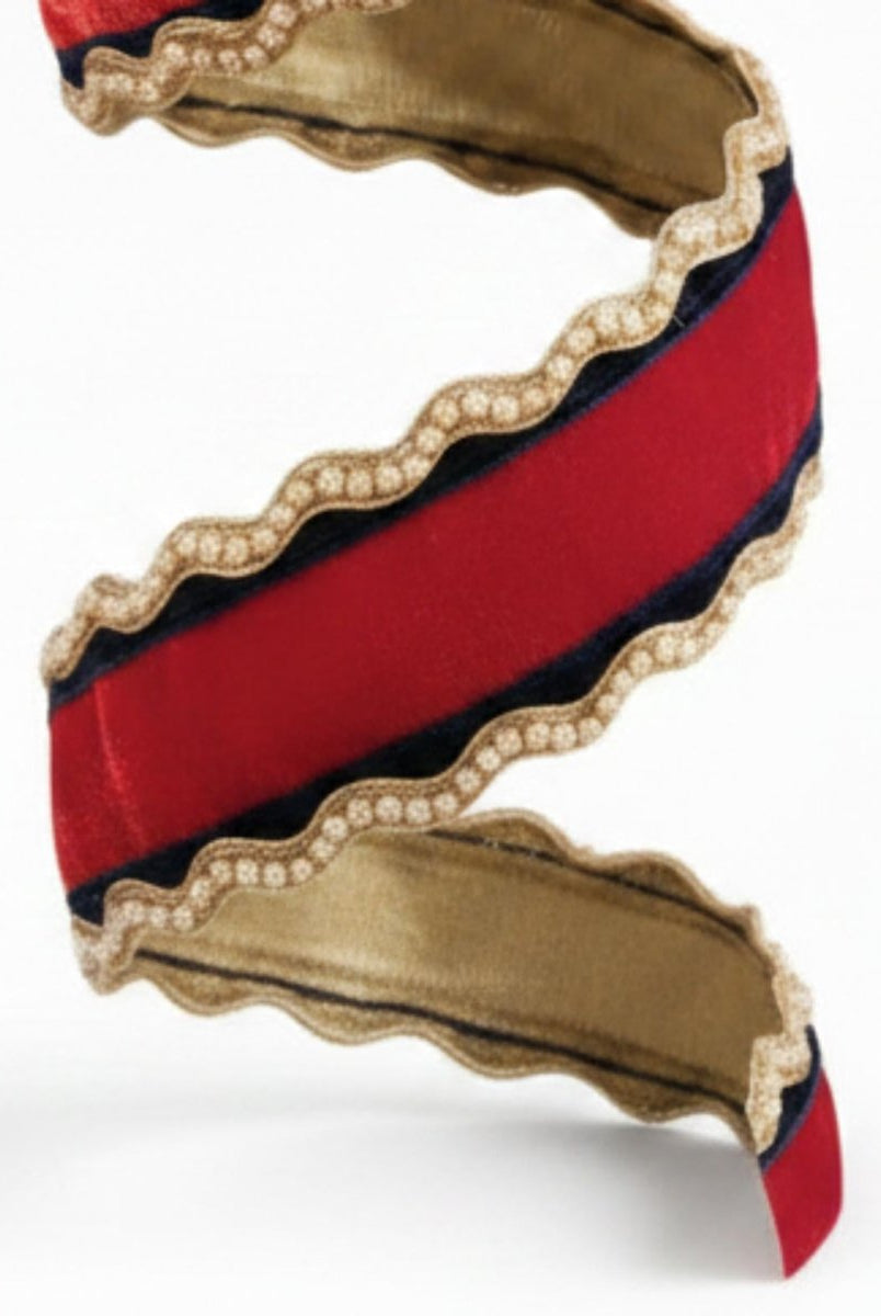Shop For 2.5in JME Velvet Beaded Edge Ribbon: Red (10 Yards)