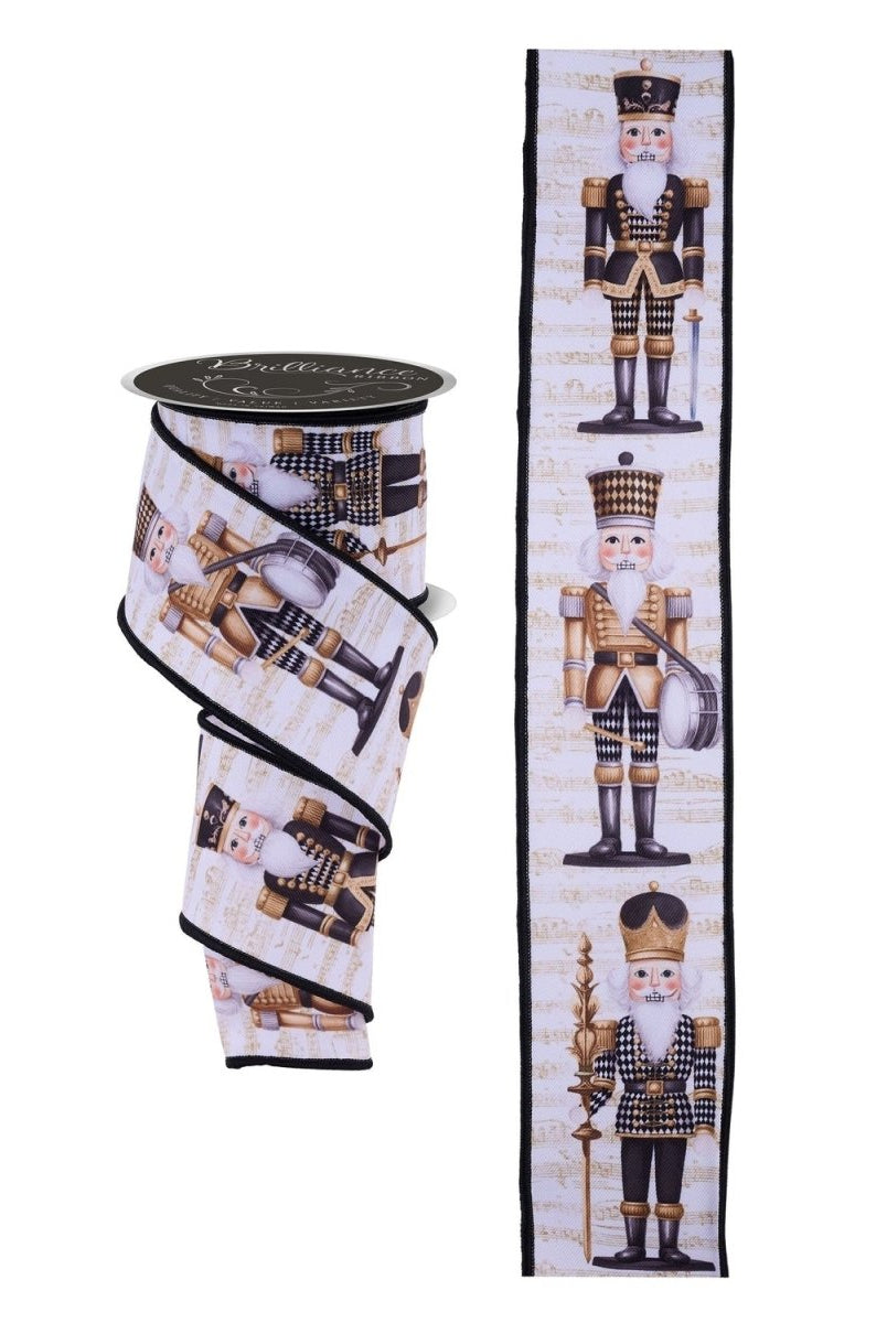 Shop For 2.5in LS Nutcracker Ribbon: White/Gold (10 Yards)