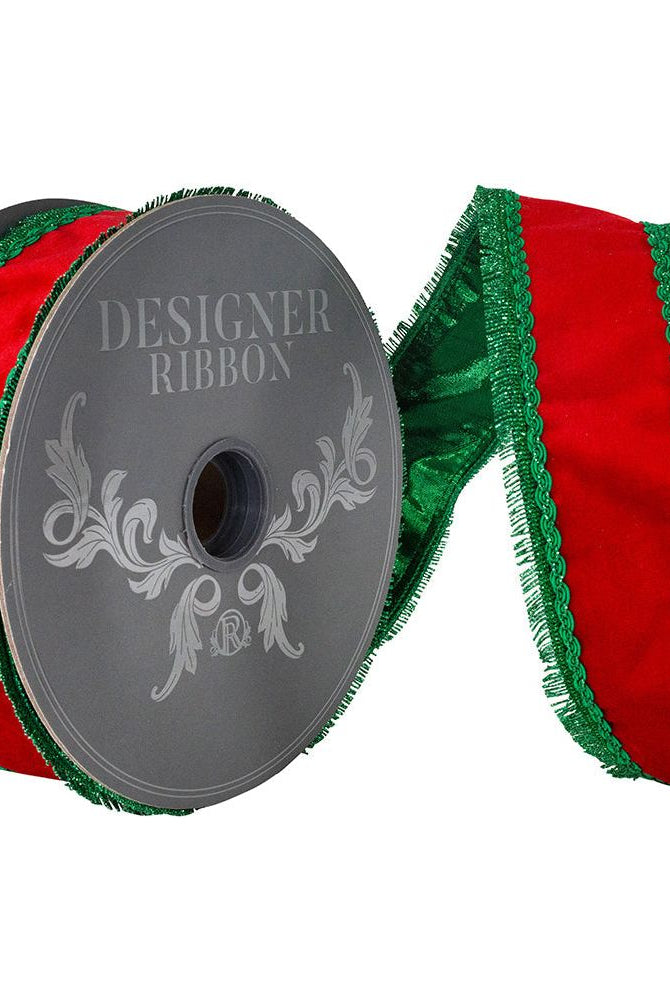 Shop For 2.5in Opulent Trim Fringe Velvet Ribbon: Red/Green (10 Yards)