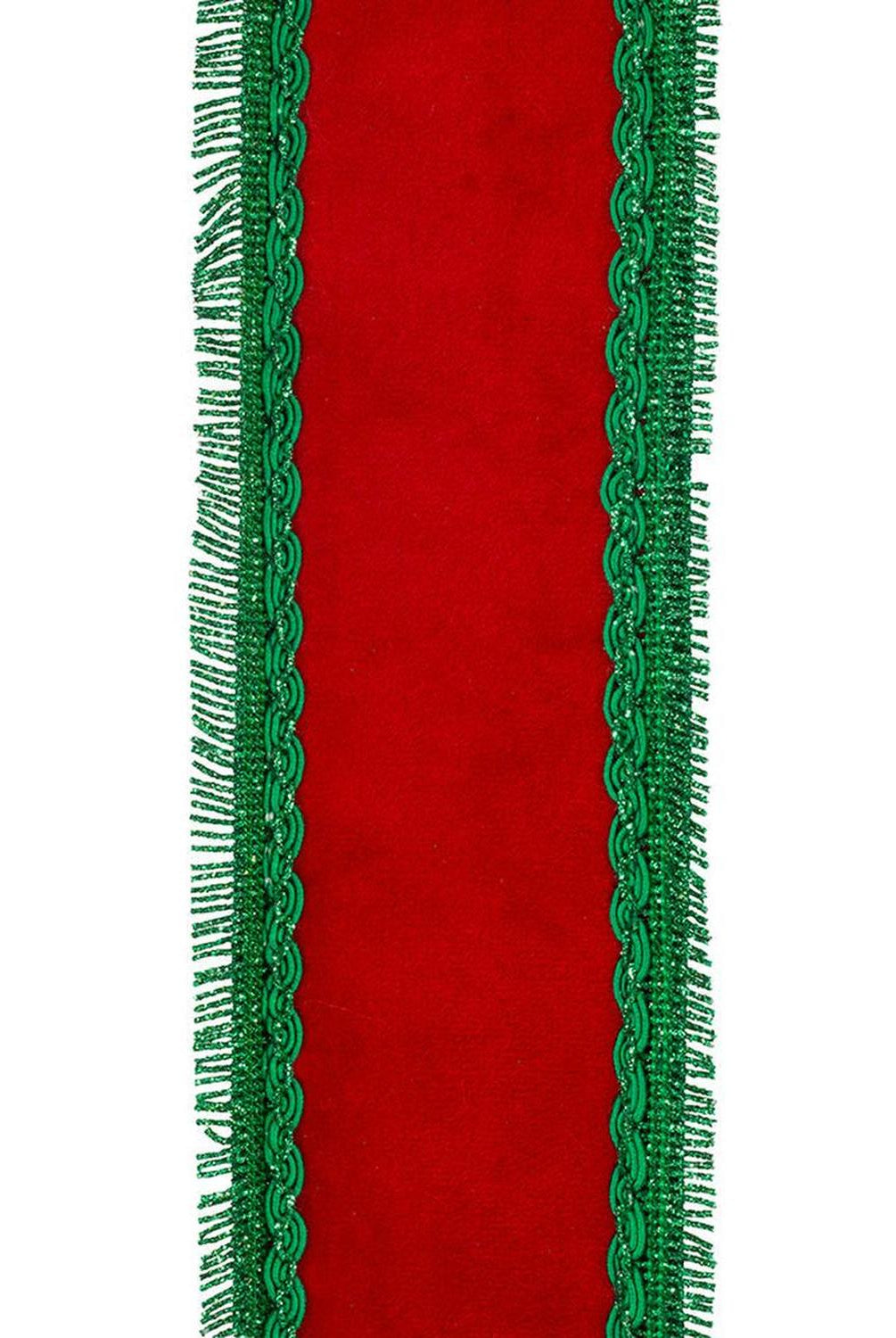 Shop For 2.5in Opulent Trim Fringe Velvet Ribbon: Red/Green (10 Yards)