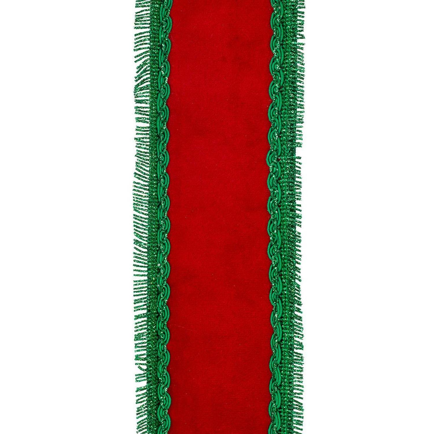 Shop For 2.5in Opulent Trim Fringe Velvet Ribbon: Red/Green (10 Yards)