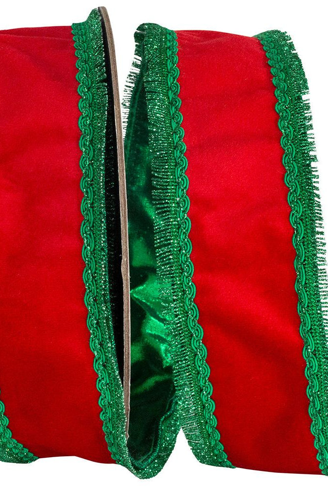 Shop For 2.5in Opulent Trim Fringe Velvet Ribbon: Red/Green (10 Yards)