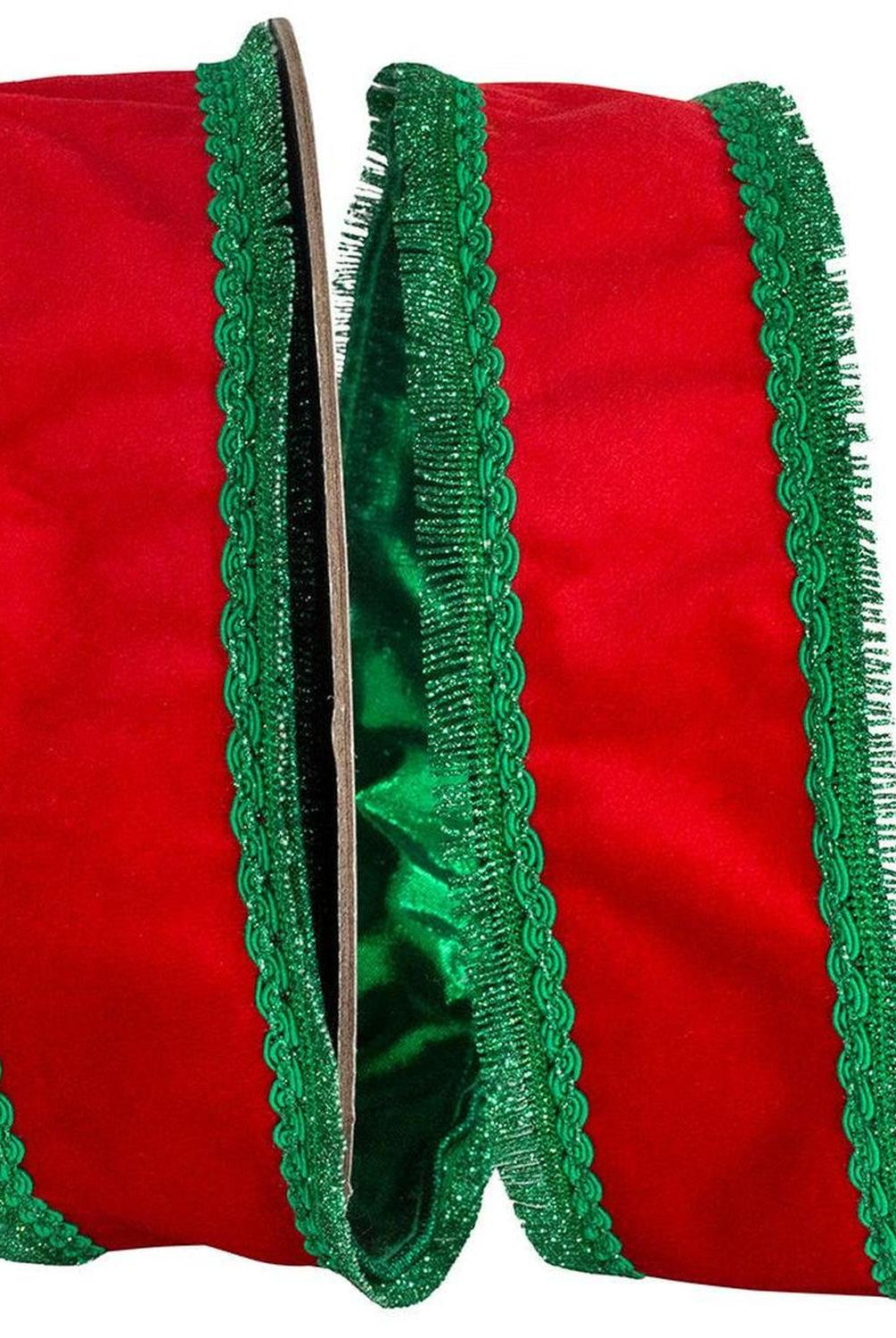 Shop For 2.5in Opulent Trim Fringe Velvet Ribbon: Red/Green (10 Yards)