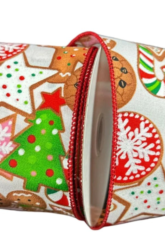 Shop For 2.5in Overlapping Gingerbread Cookie Ribbon: White (10 Yards)