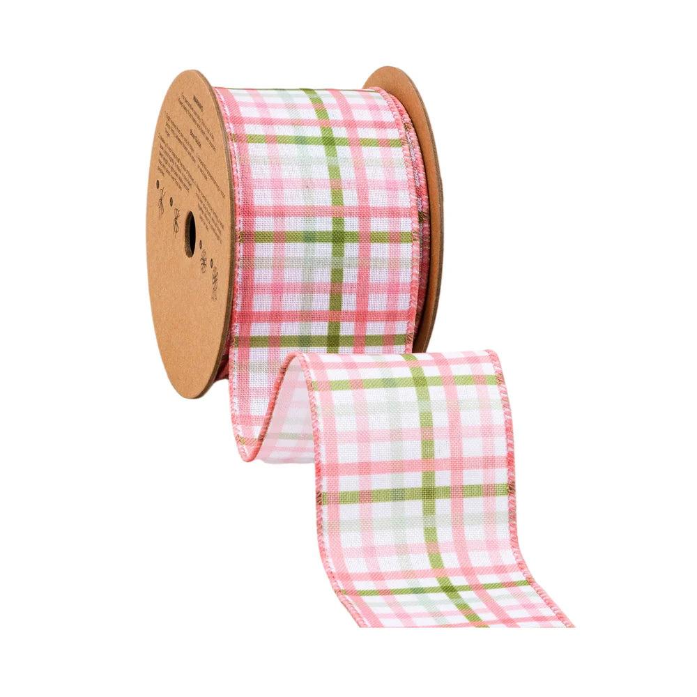 Shop For 2.5in Pink and Green Checked Plaid Ribbon (10 Yards)