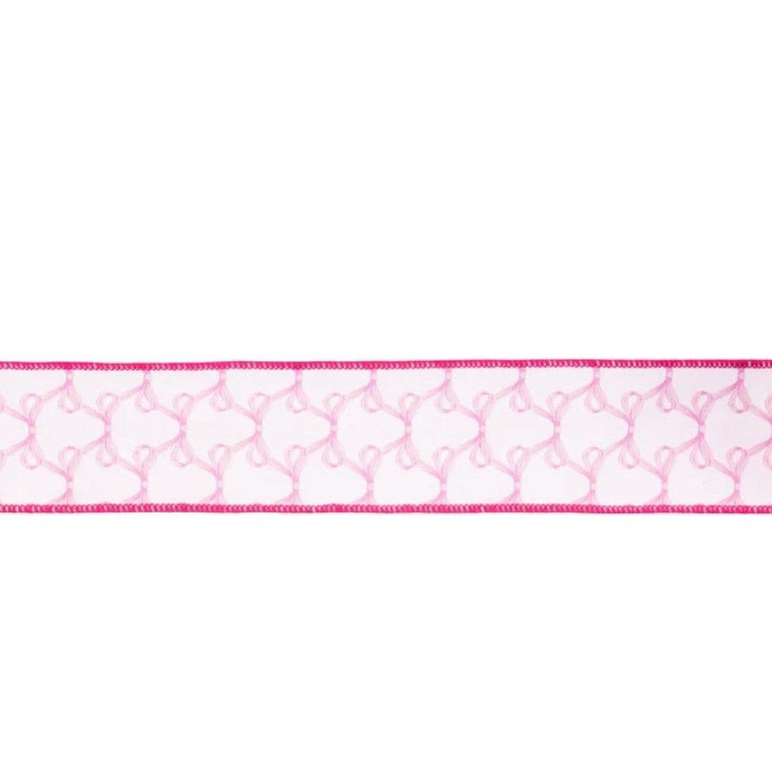 2.5in Pink Bow Dupioni Ribbon: White (10 Yards)