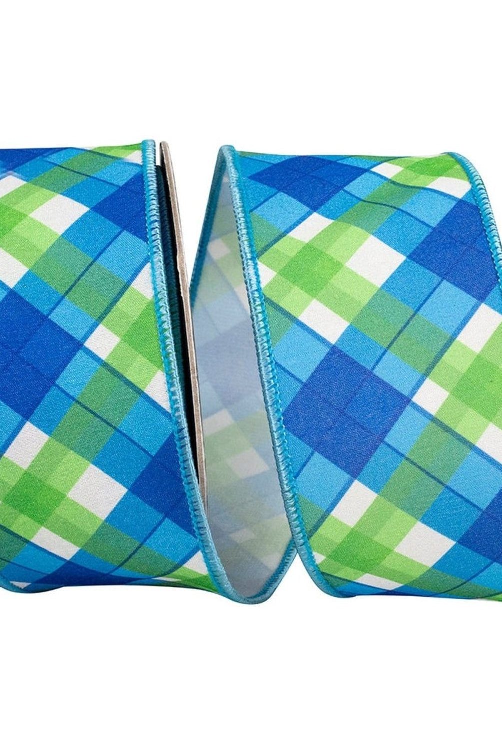 Shop For 2.5in Plaid Seaway Deluxe Backed Ribbon: Blue/Green (10 Yards)