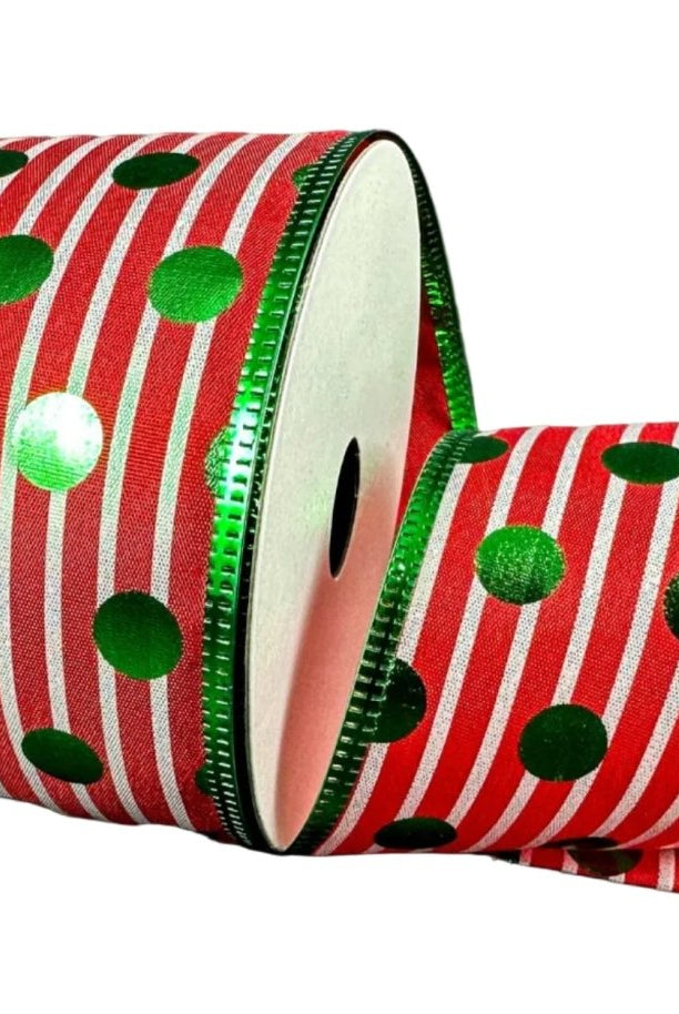 Shop For 2.5in Polka Dot Striped Ribbon: Red/Green (10 Yards)