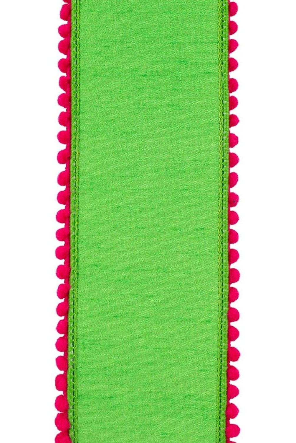 Shop For 2.5in Pom Pom Mini Edge Ribbon: Citrus/Fuchsia (10 Yards)
