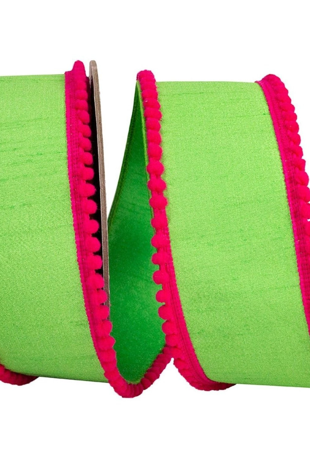 Shop For 2.5in Pom Pom Mini Edge Ribbon: Citrus/Fuchsia (10 Yards)