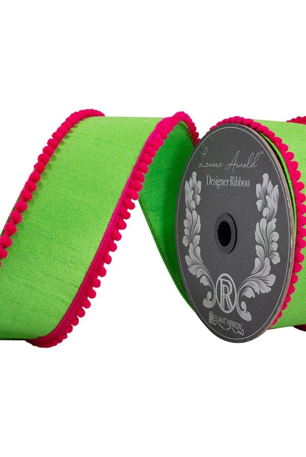 Shop For 2.5in Pom Pom Mini Edge Ribbon: Citrus/Fuchsia (10 Yards)
