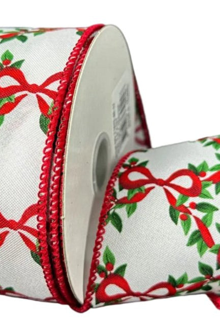 Shop For 2.5in Red Bow Intertwined Garland Ribbon: White (10 Yards)
