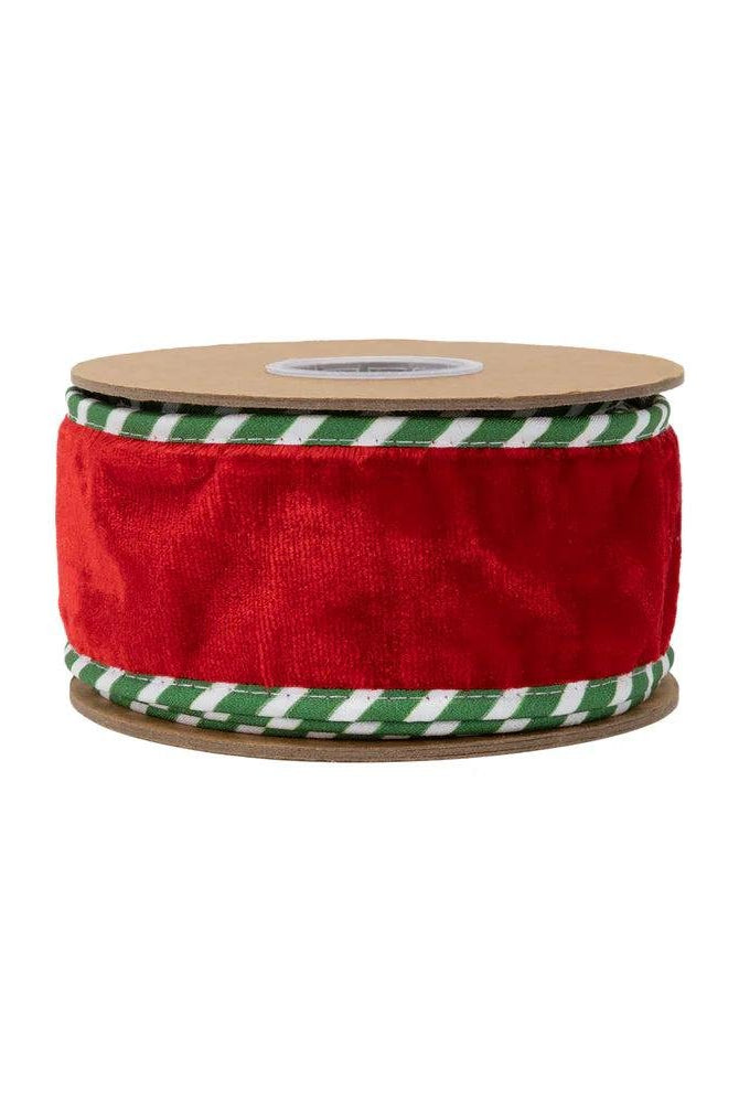 Shop For 2.5in Red Velvet Striped Ribbon: Green/White (10 Yards)