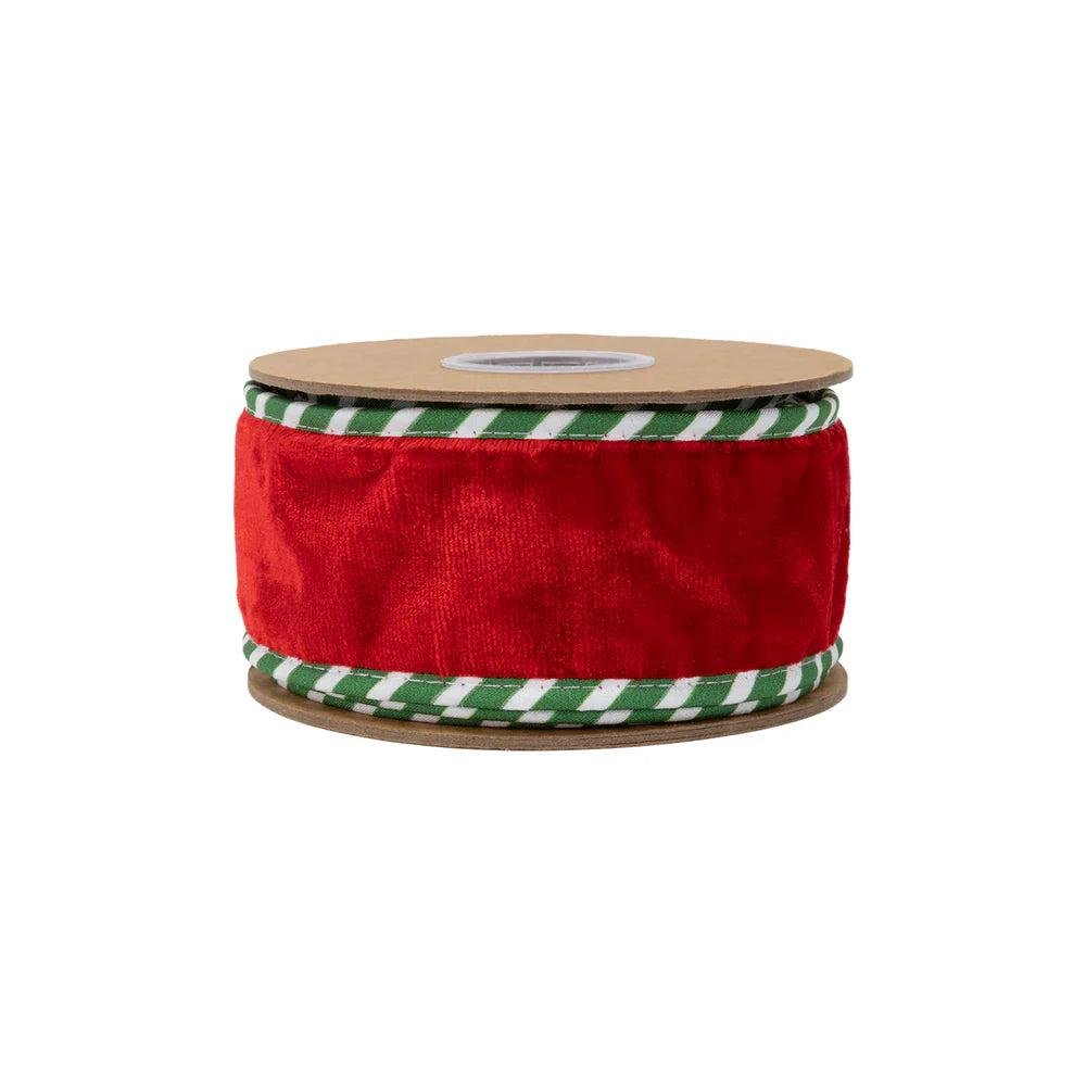 Shop For 2.5in Red Velvet Striped Ribbon: Green/White (10 Yards)