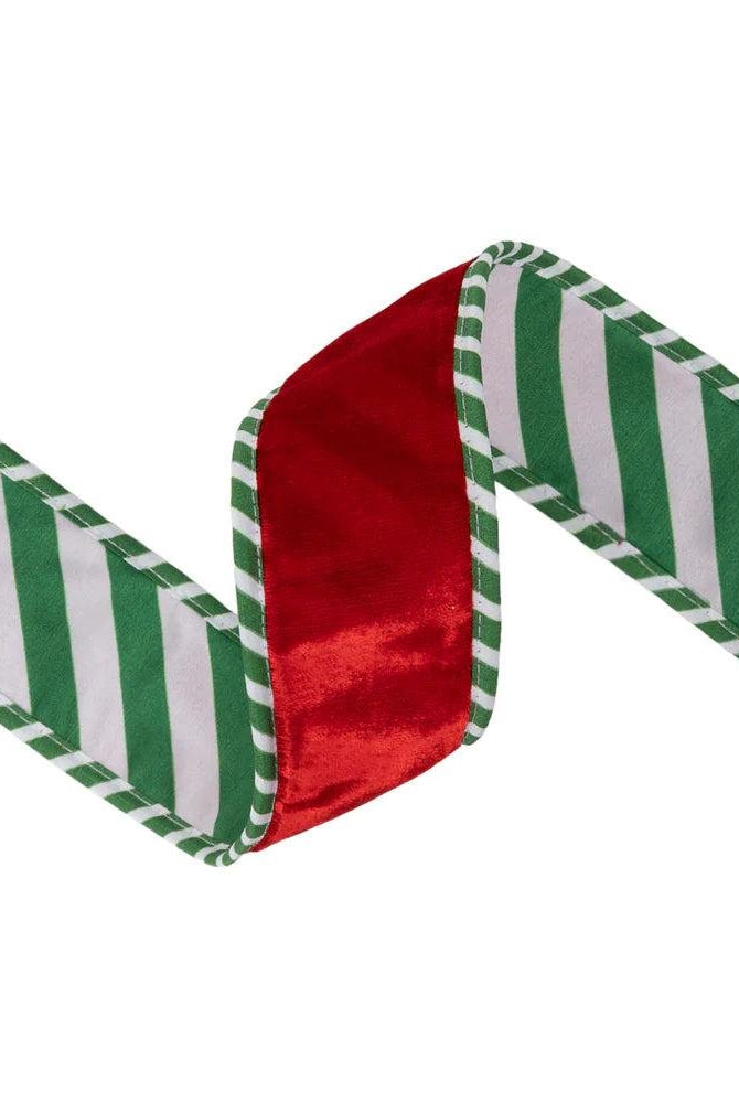 Shop For 2.5in Red Velvet Striped Ribbon: Green/White (10 Yards)