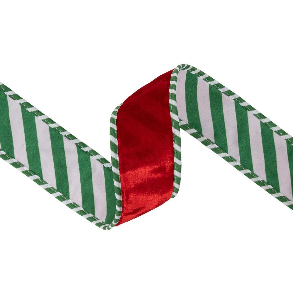 Shop For 2.5in Red Velvet Striped Ribbon: Green/White (10 Yards)