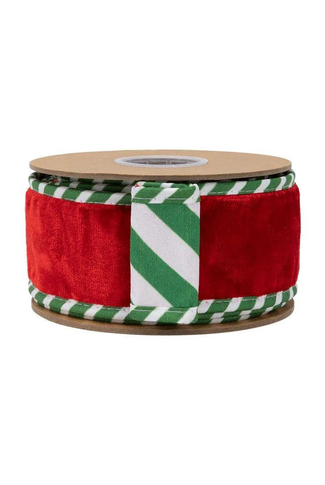 Shop For 2.5in Red Velvet Striped Ribbon: Green/White (10 Yards)