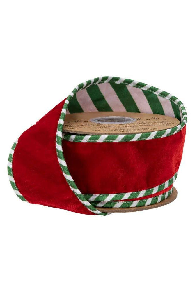 Shop For 2.5in Red Velvet Striped Ribbon: Green/White (10 Yards)