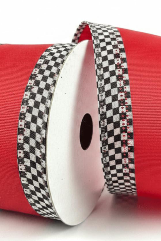 Shop For 2.5in Ribbed Satin Check Edge Ribbon: Red (10 Yards)
