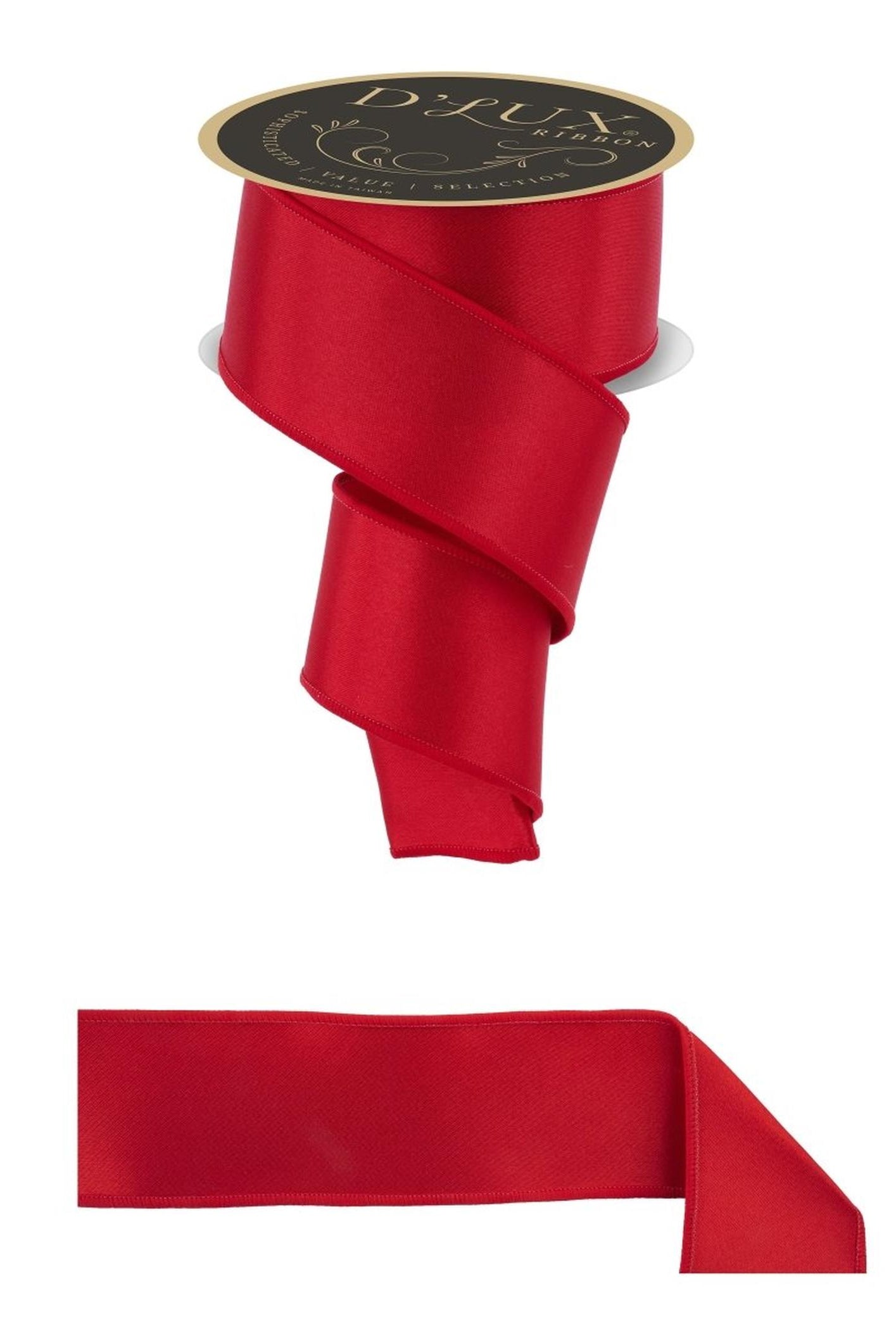 2.5in Satin Fused Ribbon: Red (10 Yards)