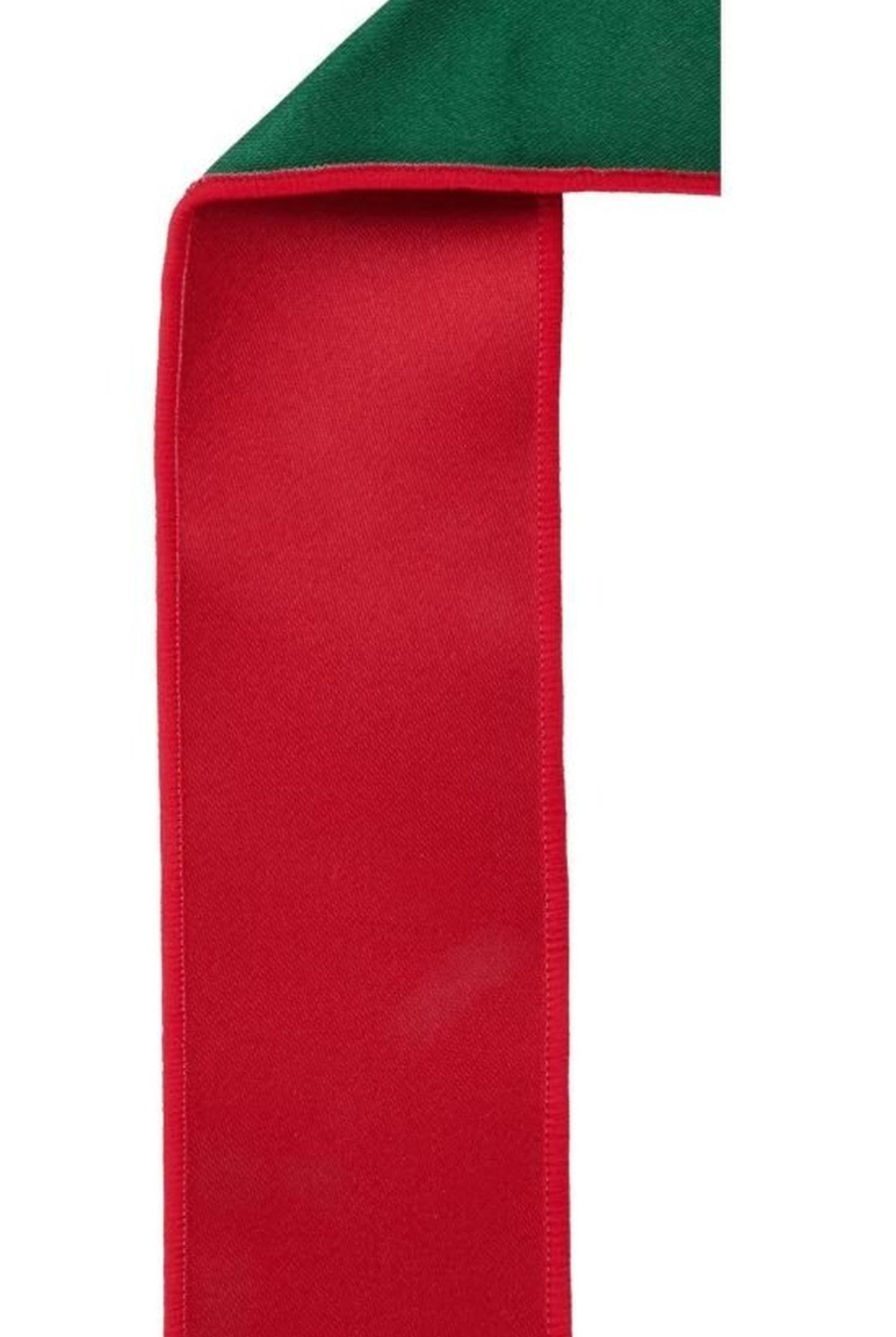 2.5in Satin Fused Ribbon: Red/Green (10 Yards)