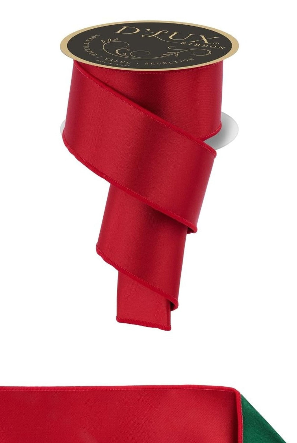 2.5in Satin Fused Ribbon: Red/Green (10 Yards)