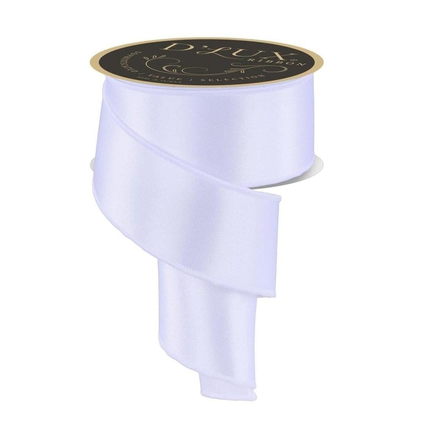 2.5in Satin Fused Ribbon: White (10 Yards)