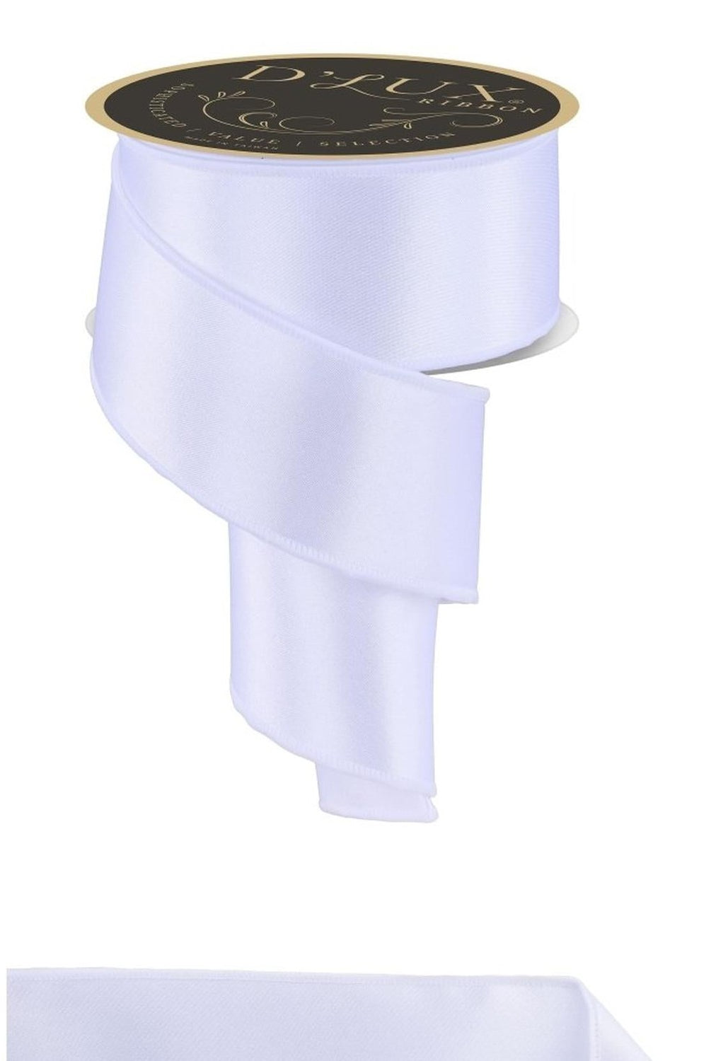 2.5in Satin Fused Ribbon: White (10 Yards)