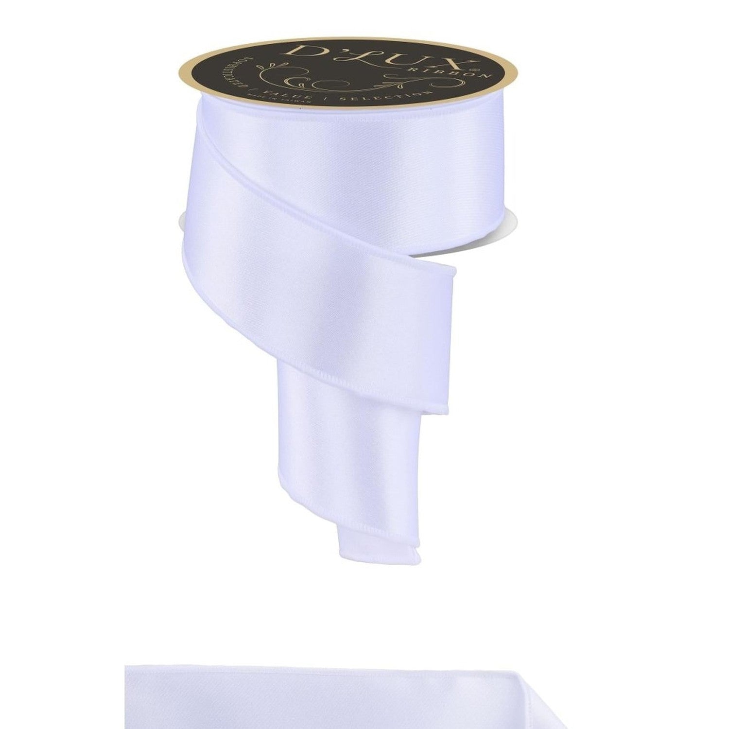 2.5in Satin Fused Ribbon: White (10 Yards)
