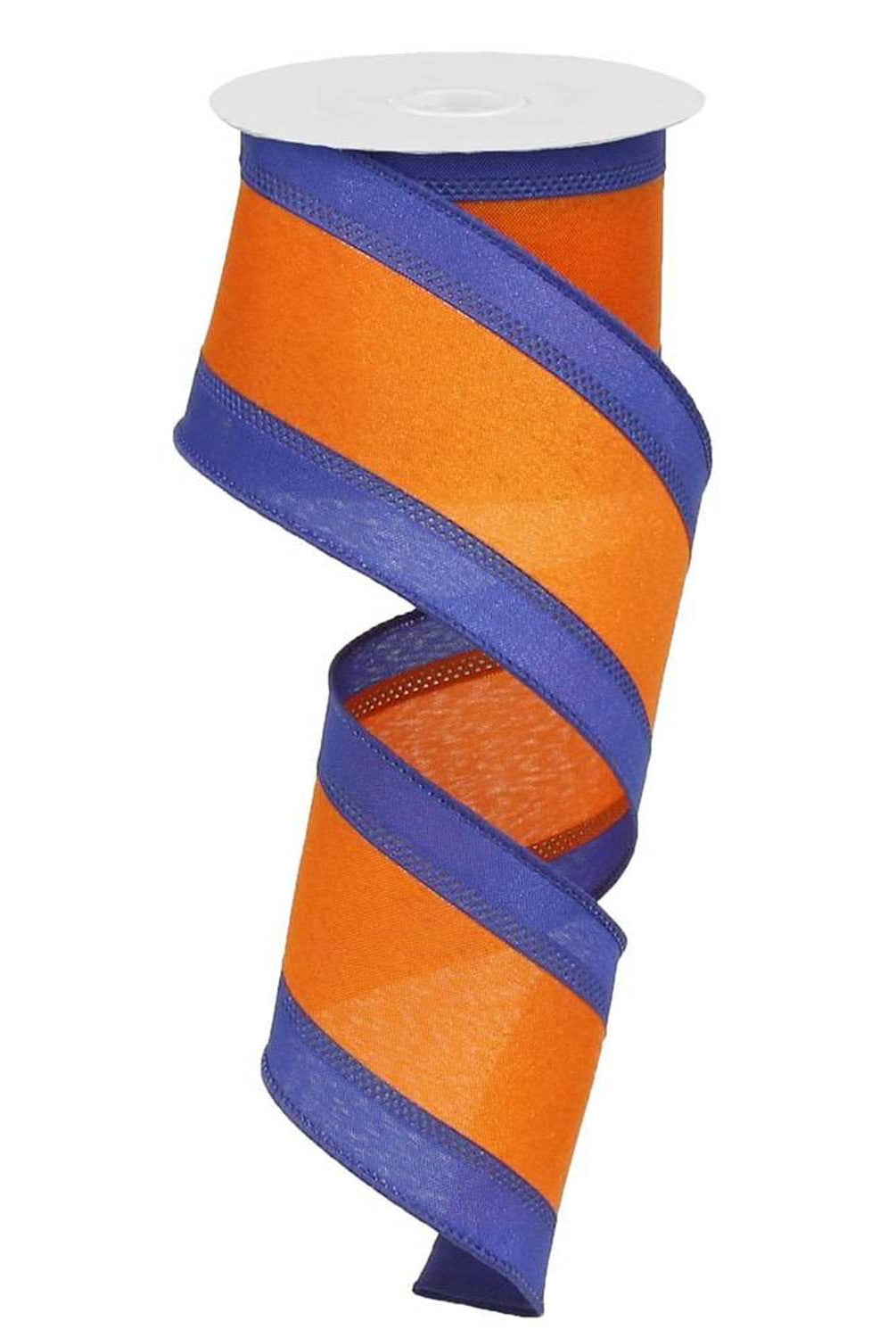 Shop For 2.5in Satin Team Stripe Ribbon: Blue & Orange (10 Yards)