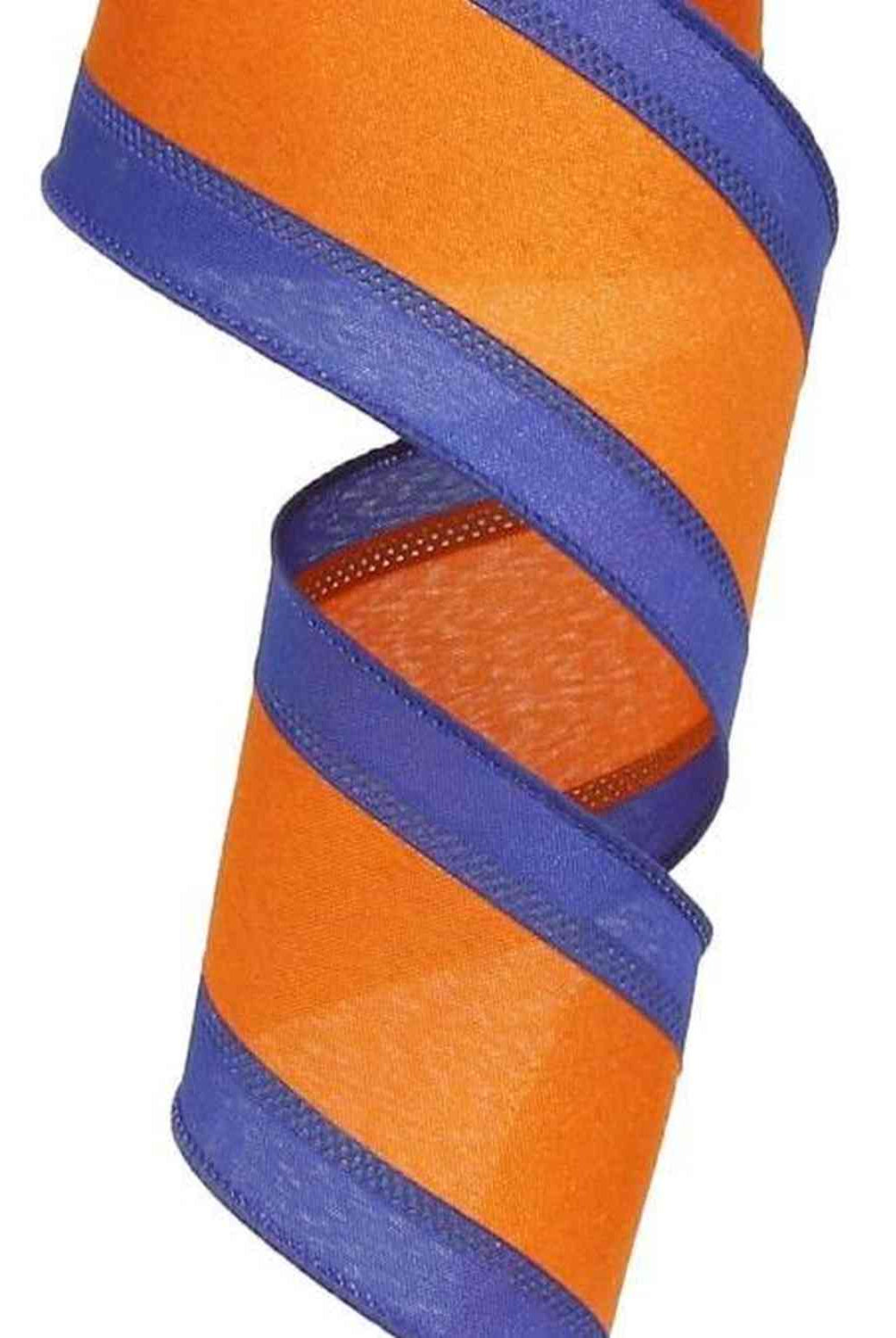 Shop For 2.5in Satin Team Stripe Ribbon: Blue & Orange (10 Yards)