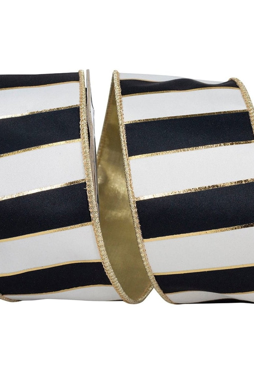 Shop For 2.5in Striped Metallic Back Ribbon: Black/Gold (10 Yards)