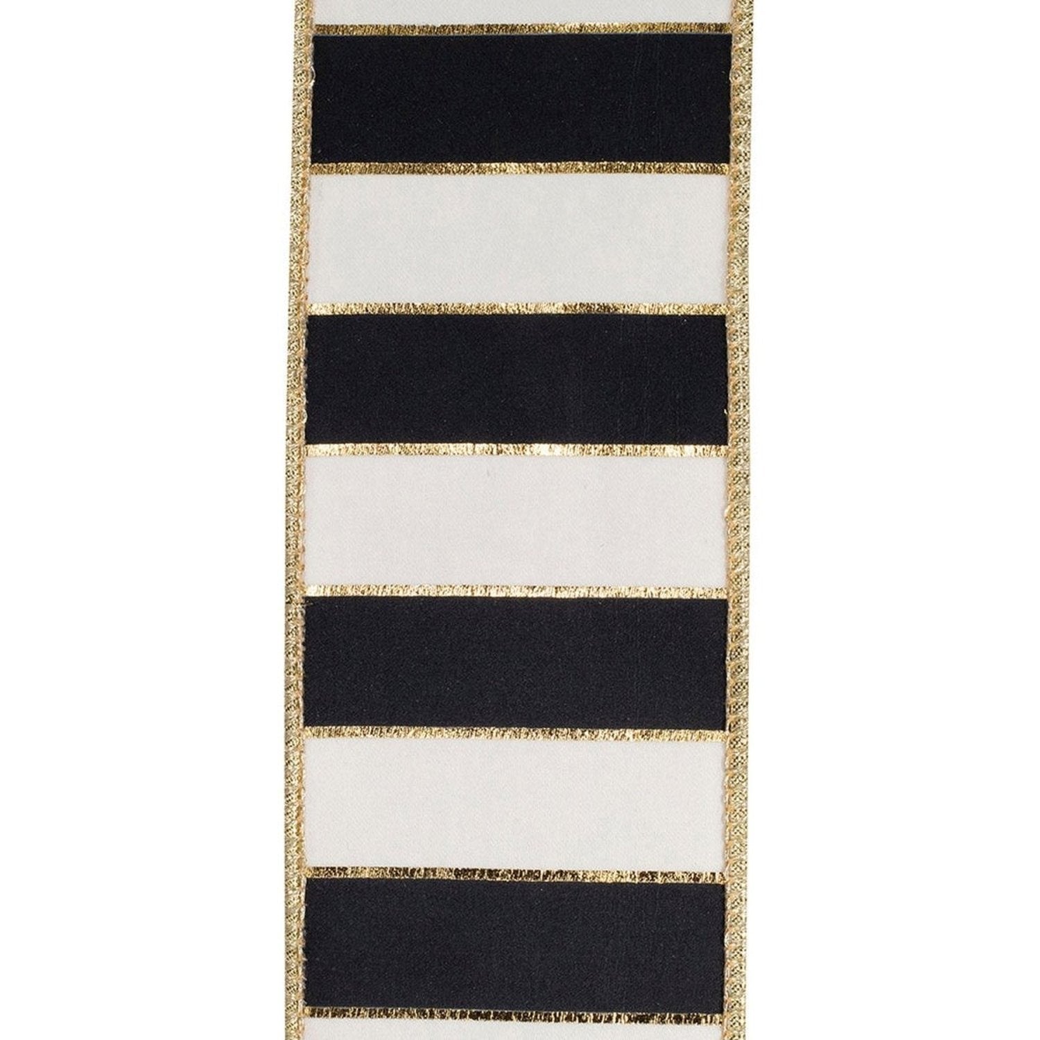 Shop For 2.5in Striped Metallic Back Ribbon: Black/Gold (10 Yards)